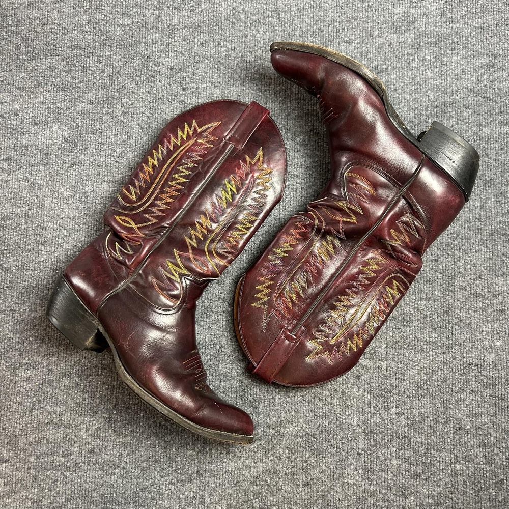 Siete Leguas Boots Mens Size 9 EE Red Leather Western Cowboy Pointed Toe Pull On